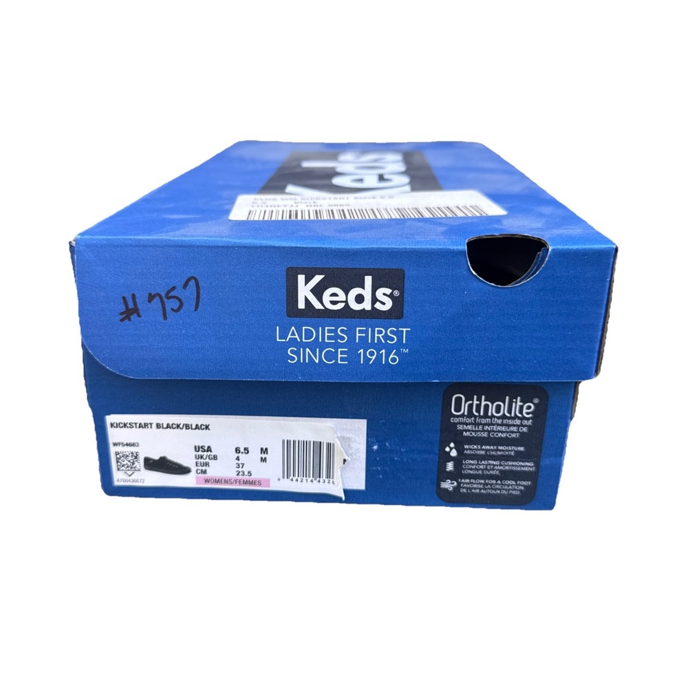 Keds Women's Kickstart Sneakers WF54683 Black/Black Size 6.5M Ortholite NIB - Picture 7 of 7